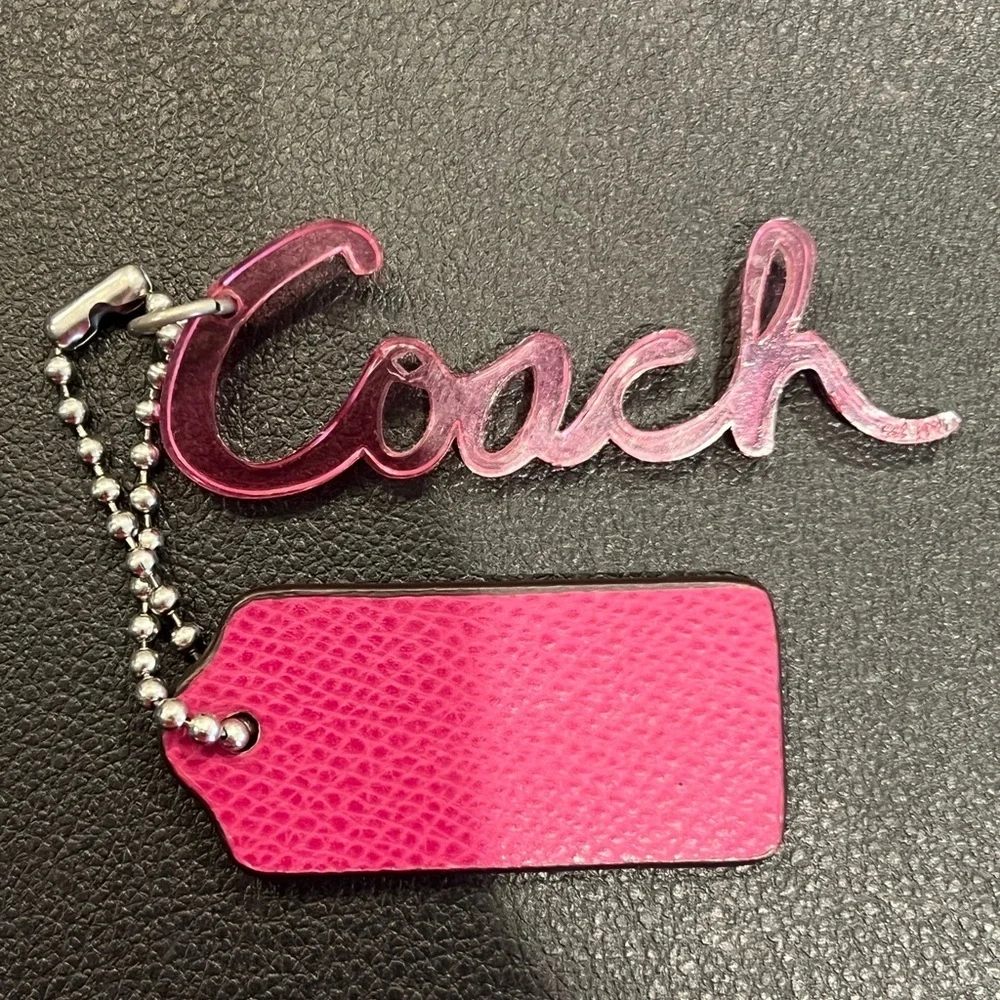 Coach Poppy Pink Bag Charm with matching Hangtag